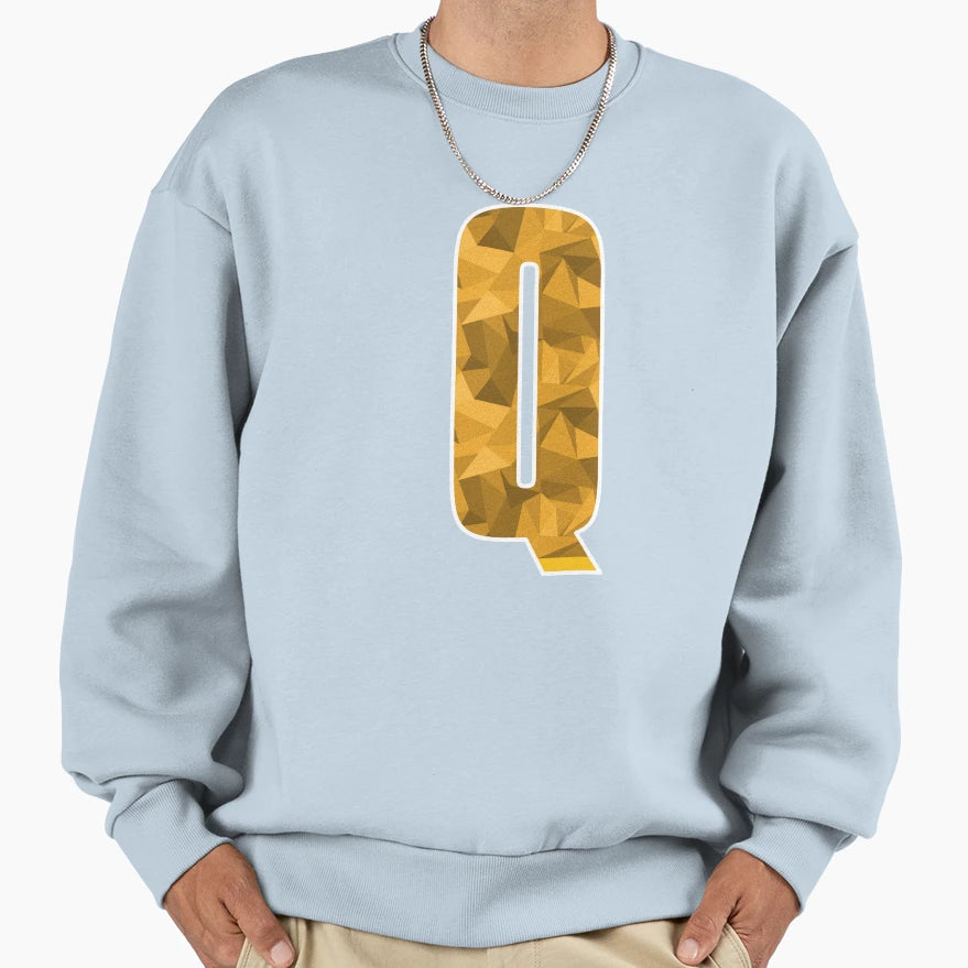 Letter Q Monogram Letter Art Yellow Sweatshirt - Trendy Graphic Men Women - T-Shirt, Sweatshirt, Hoodie