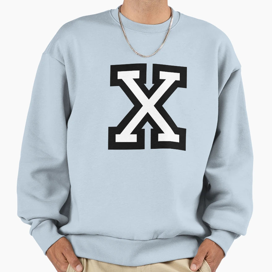 Letter X Two Color Sweatshirt - Aesthetic Graphic for Adults - T-Shirt, Sweatshirt, Hoodie