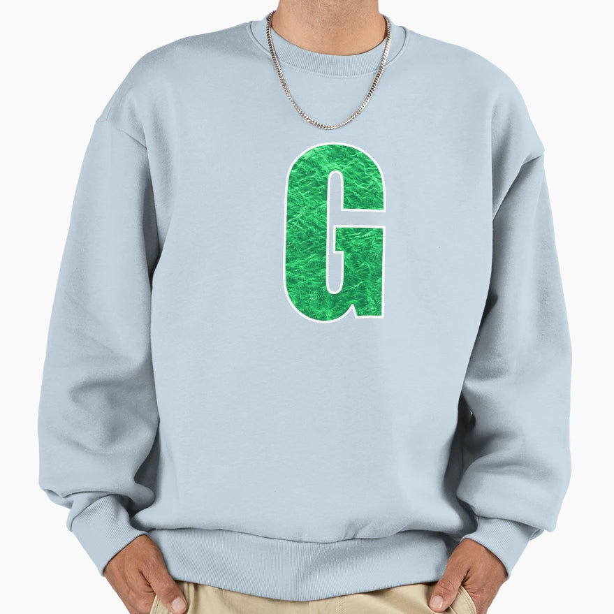 Letter G Green Water Wave Ocean Art Sweatshirt - Custom Art Print Men Women - T-Shirt, Sweatshirt, Hoodie