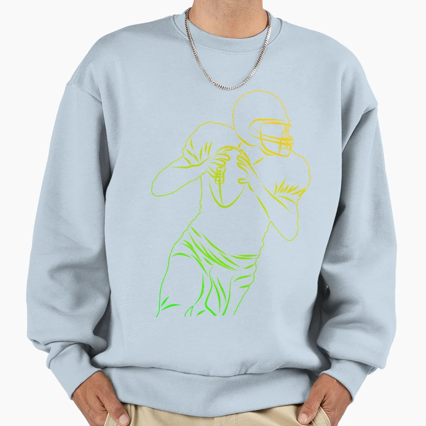 Yellow Green Football Player Hold Sweatshirt - Streetwear Style Men Women - T-Shirt, Sweatshirt, Hoodie