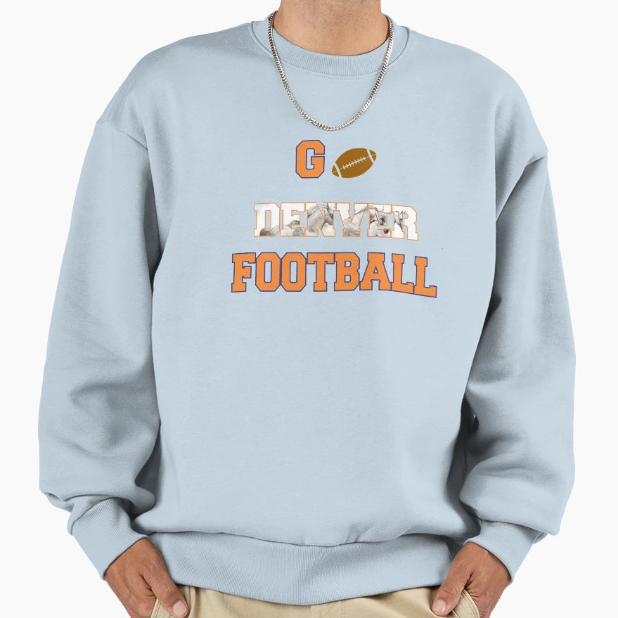 Denver Football Sweatshirt - Graphic Print Men Women - T-Shirt, Sweatshirt, Hoodie