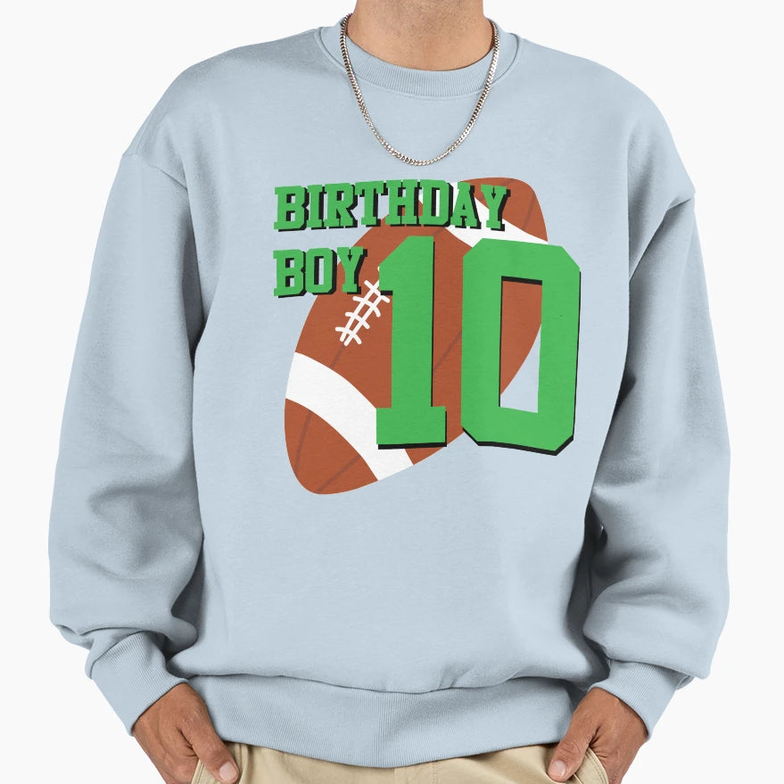 10Th Birthday Football Art 10 Year Old Sweatshirt - Unique Graphic Unisex - T-Shirt, Sweatshirt, Hoodie