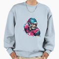 Artistic Cartoon Football Player Sweatshirt - Minimalist Print for Adults - T-Shirt, Sweatshirt, Hoodie
