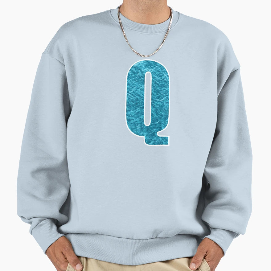 Letter Q Water Art Effect Monogram Sweatshirt - Streetwear Style Unisex - T-Shirt, Sweatshirt, Hoodie