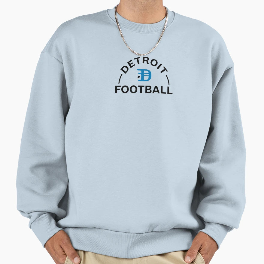 Detroit Football Badge Black Blue Sweatshirt - Aesthetic Graphic Men Women - T-Shirt, Sweatshirt, Hoodie