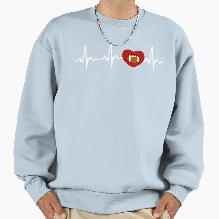 My Heart Beats Football Sweatshirt - Unique Graphic for Adults - T-Shirt, Sweatshirt, Hoodie