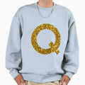 Gold Letter Q Gold Glitter Sweatshirt - Fun Novelty Design Unisex - T-Shirt, Sweatshirt, Hoodie