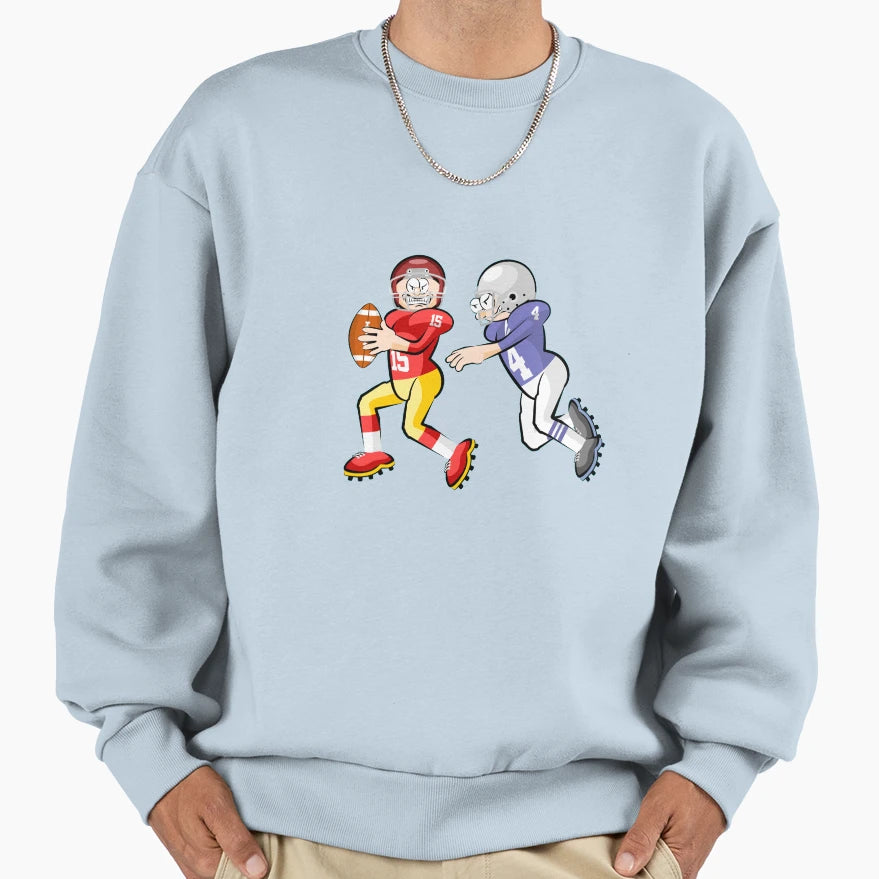 American Football Cartoon 1 41 Sweatshirt - Minimalist Print for Adults - T-Shirt, Sweatshirt, Hoodie