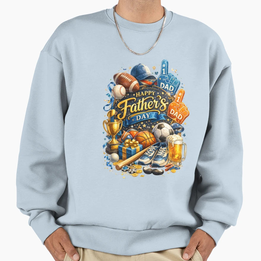 Day 1 Dad Sports Celebration Sweatshirt - Casual Everyday Wear Men Women - T-Shirt, Sweatshirt, Hoodie