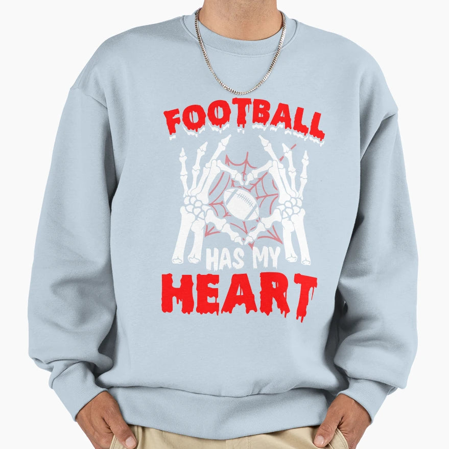 Football Has My Heart Halloween Sweatshirt - Graphic Print for Adults - T-Shirt, Sweatshirt, Hoodie