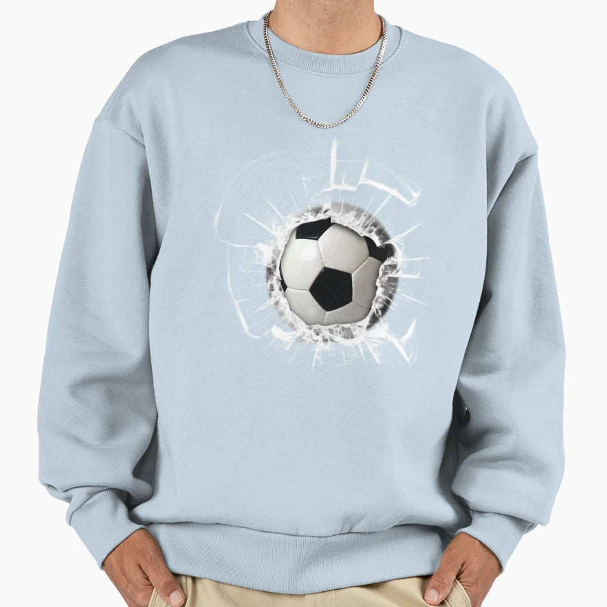 Soccer Ball Smash Sweatshirt - Trendy Graphic for Adults - T-Shirt, Sweatshirt, Hoodie