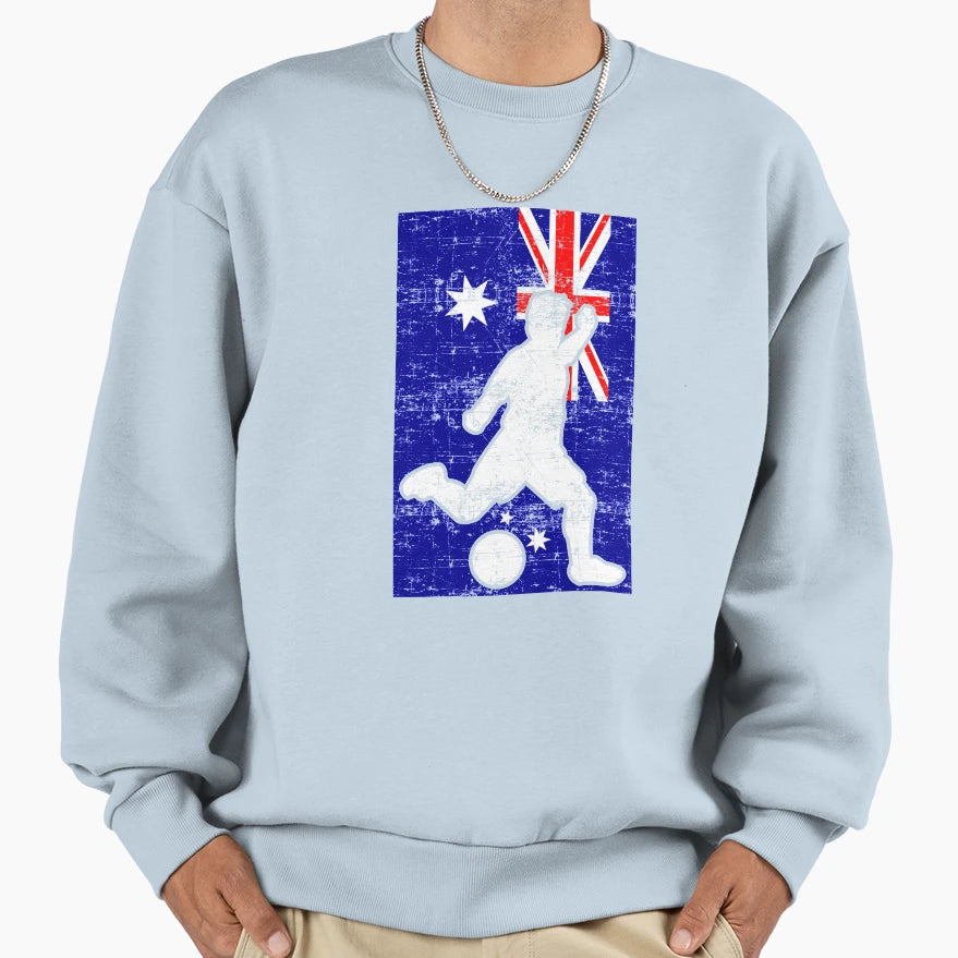 Australia Flag Soccer Player Sweatshirt - Aesthetic Graphic Unisex - T-Shirt, Sweatshirt, Hoodie