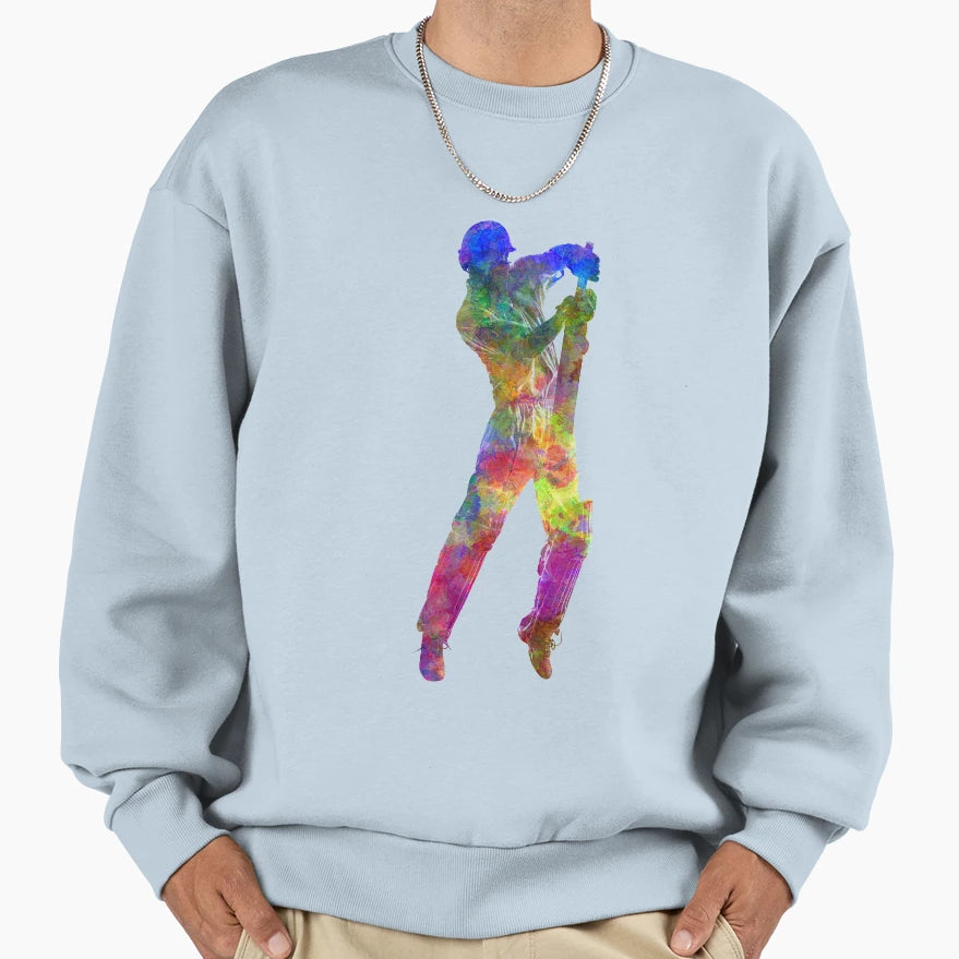 Cricket Player Batsman Sweatshirt - Aesthetic Graphic for Adults - T-Shirt, Sweatshirt, Hoodie