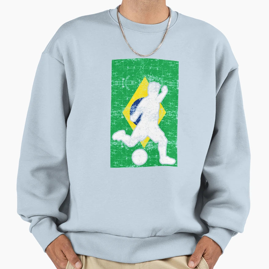 Brazil Flag Soccer Player Sweatshirt - Unique Graphic Men Women - T-Shirt, Sweatshirt, Hoodie