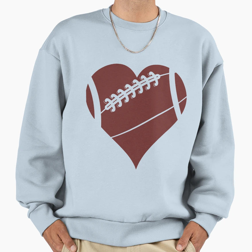 Football Heart Sweatshirt - Custom Art Print for Adults - T-Shirt, Sweatshirt, Hoodie