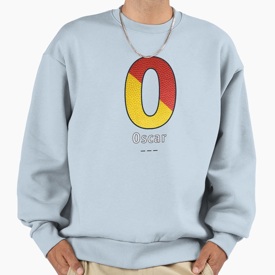 Oscar Navy Alphabet Leather Sweatshirt - Custom Art Print for Adults - T-Shirt, Sweatshirt, Hoodie