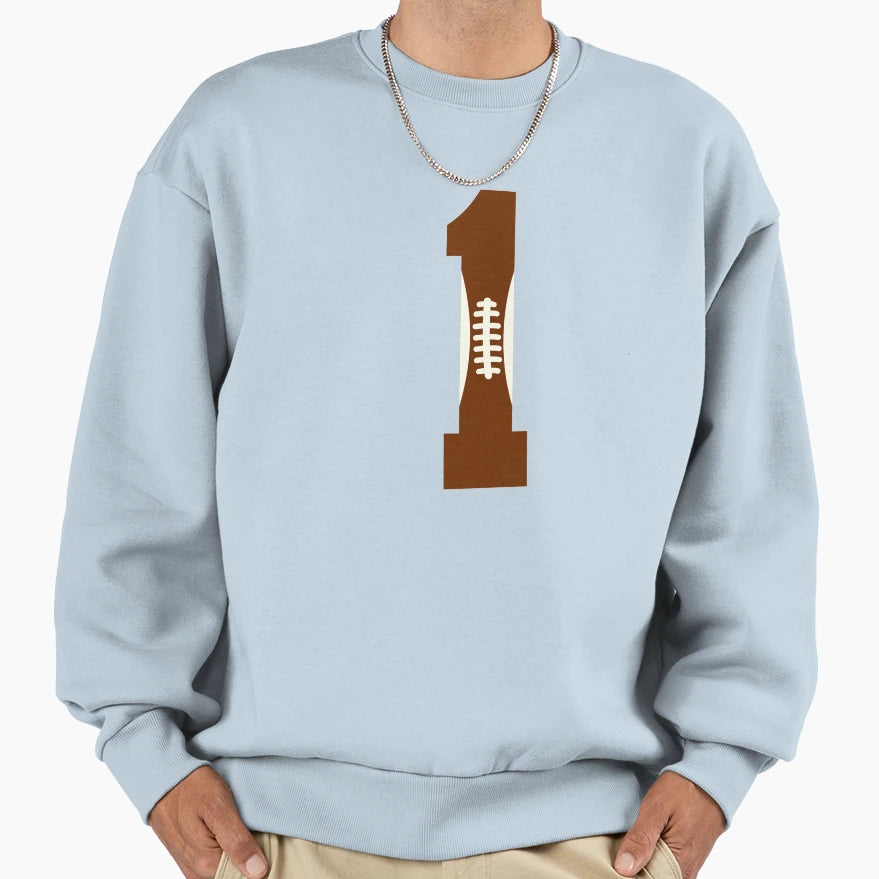 Football Number One Sweatshirt - Casual Everyday Wear Men Women - T-Shirt, Sweatshirt, Hoodie