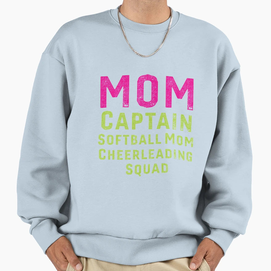 Mom Softball Cheerleading Funny Mothers Sweatshirt - Graphic Print Unisex - T-Shirt, Sweatshirt, Hoodie