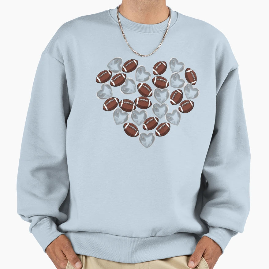Gridiron Love Silver Hearts Sweatshirt - Casual Everyday Wear Men Women - T-Shirt, Sweatshirt, Hoodie