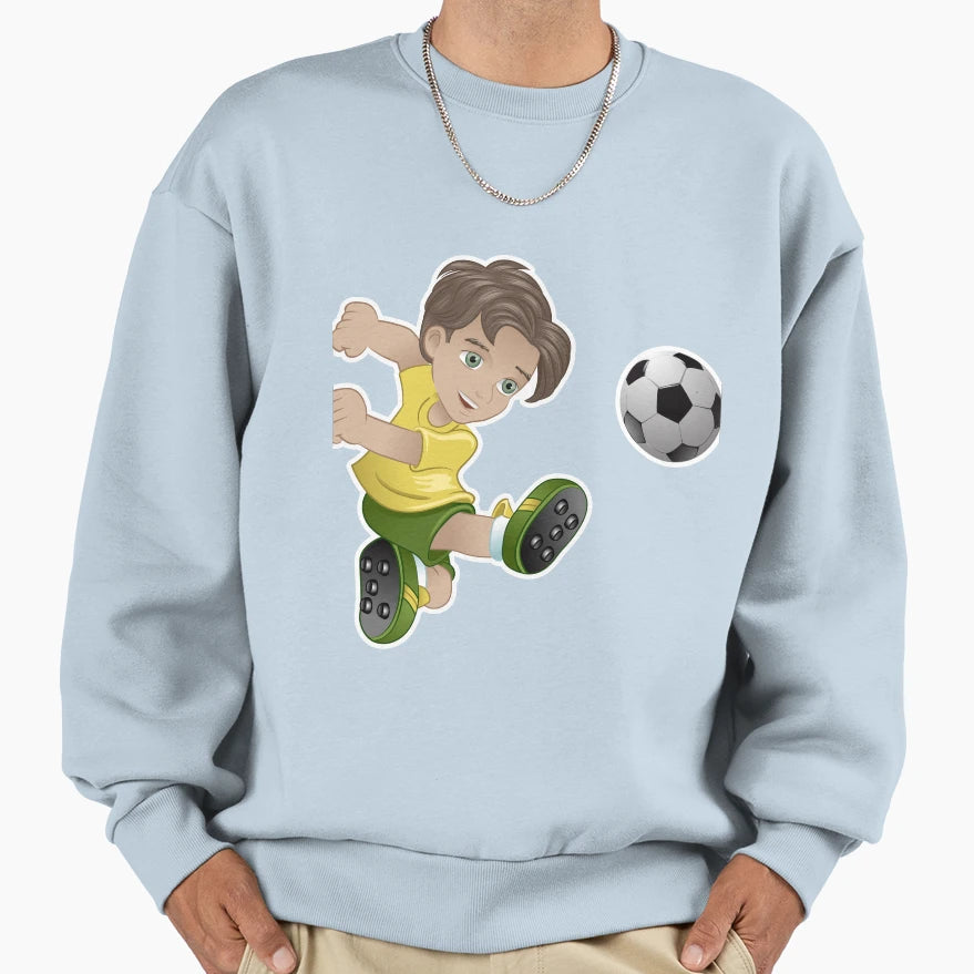 Brazil Kicking Football Flag Background Sweatshirt - Graphic Print Unisex - T-Shirt, Sweatshirt, Hoodie