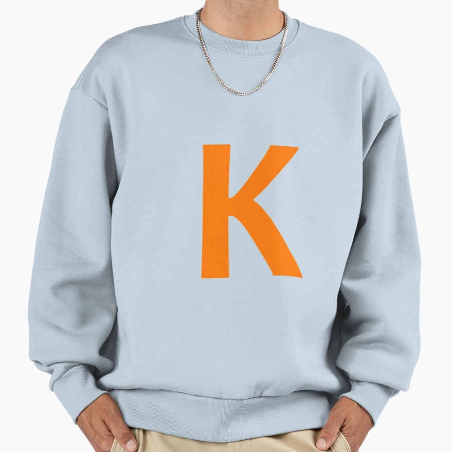 Orange Color Letter K Sweatshirt - Trendy Graphic Men Women - T-Shirt, Sweatshirt, Hoodie