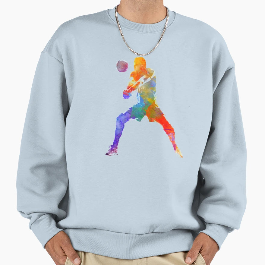 Volley Ball Player 02 Watercolor Sweatshirt - Custom Art Print Men Women - T-Shirt, Sweatshirt, Hoodie