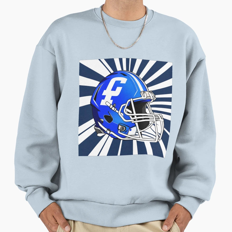 Gridiron Striped Helmet Background Sweatshirt - Unique Graphic for Adults - T-Shirt, Sweatshirt, Hoodie