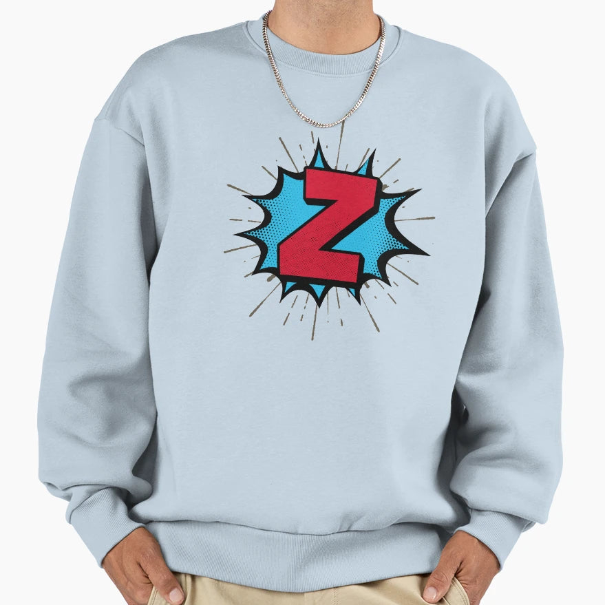 Monogram Z Cartoon Explosion Effect Sweatshirt - Fun Novelty Design Unisex - T-Shirt, Sweatshirt, Hoodie