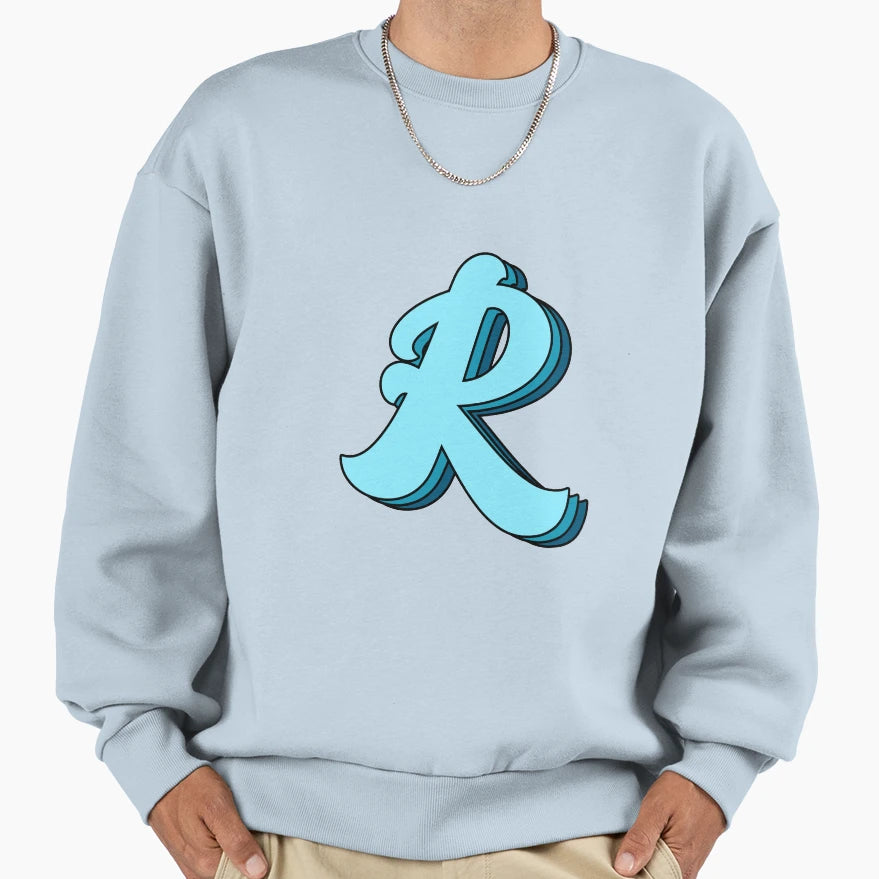 Blue R Sweatshirt - Custom Art Print Men Women - T-Shirt, Sweatshirt, Hoodie
