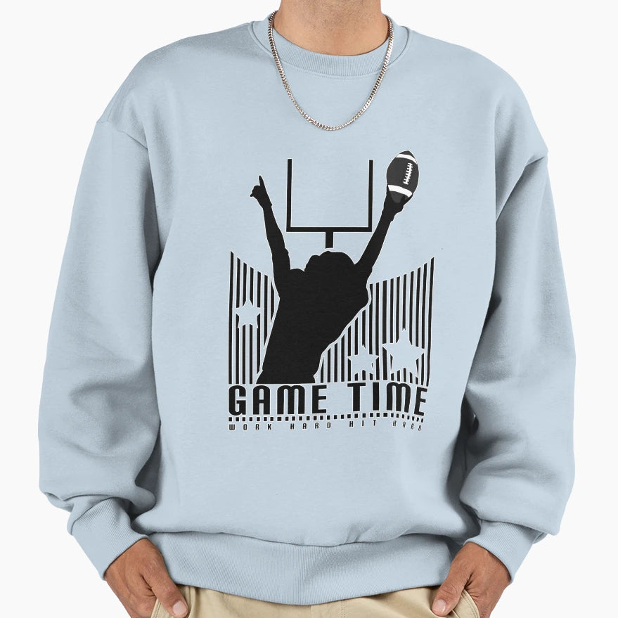 Game Time Football Purple Sweatshirt - Novelty Apparel for Adults - T-Shirt, Sweatshirt, Hoodie