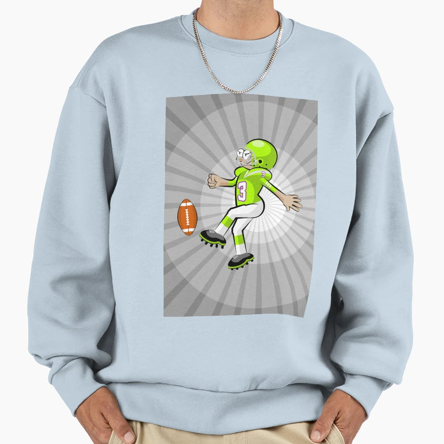 American Football Player Kicking Sweatshirt - Streetwear Style for Adults - T-Shirt, Sweatshirt, Hoodie
