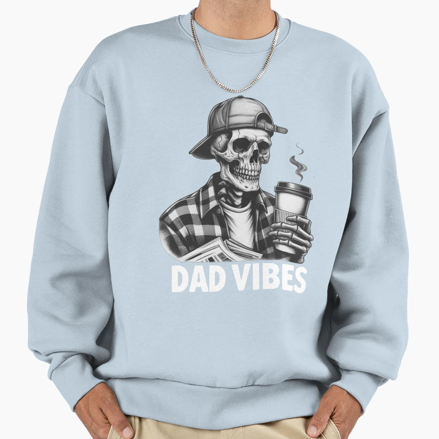 Dad Vibes Skeleton Newspaper Sweatshirt - Fun Novelty Design Unisex - T-Shirt, Sweatshirt, Hoodie
