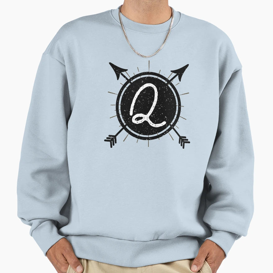 Monogram Q Arrow Circle Sweatshirt - Fun Novelty Design for Adults - T-Shirt, Sweatshirt, Hoodie