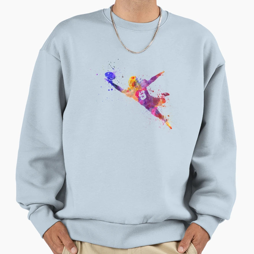 American Football Player Catching Sweatshirt - Minimalist Print for Adults - T-Shirt, Sweatshirt, Hoodie