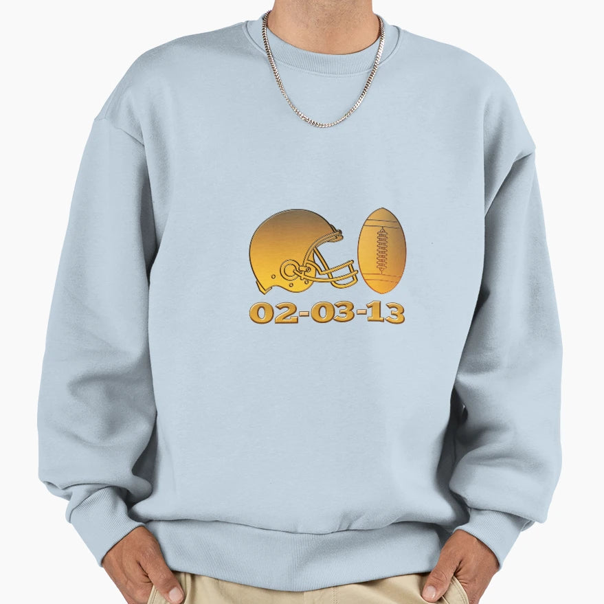 Golden American Football Helmet Sweatshirt - Minimalist Print Men Women - T-Shirt, Sweatshirt, Hoodie