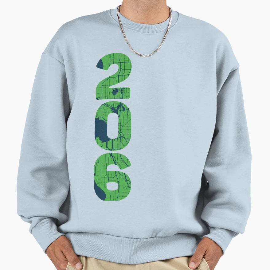 Seattle Wa City Map And 206 Sweatshirt - Casual Everyday Wear for Adults - T-Shirt, Sweatshirt, Hoodie