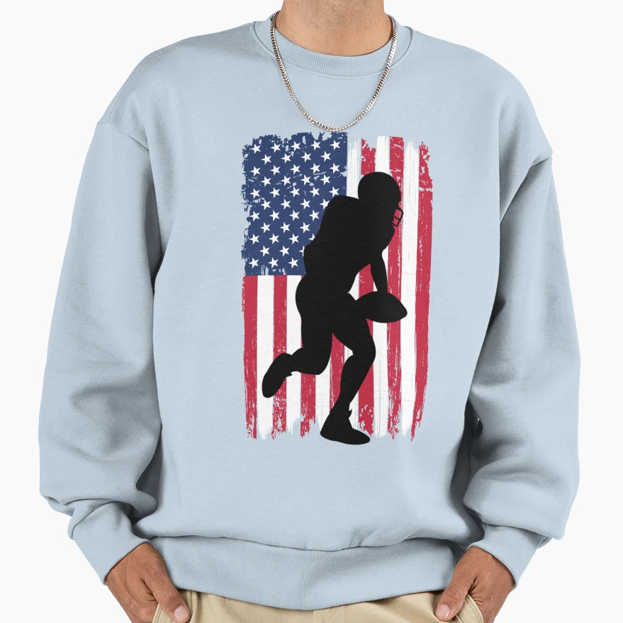 Football American Flag Usa Patriot Sweatshirt - Trendy Graphic for Adults - T-Shirt, Sweatshirt, Hoodie