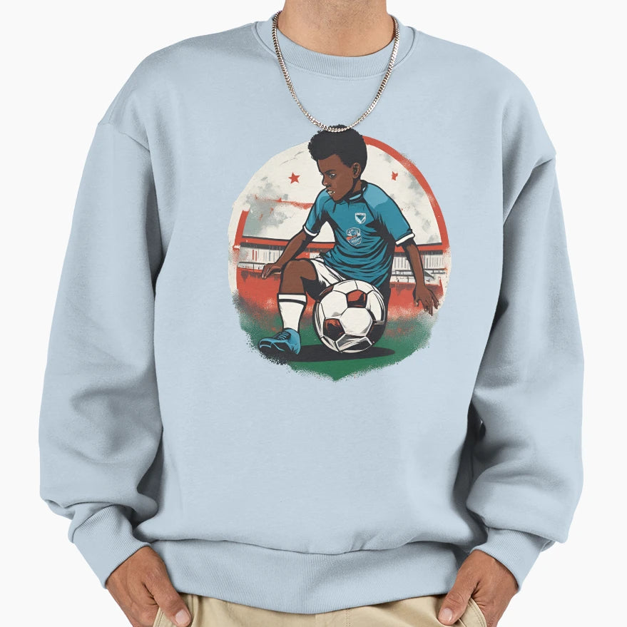 Young Football Player Action Sweatshirt - Minimalist Print Unisex - T-Shirt, Sweatshirt, Hoodie
