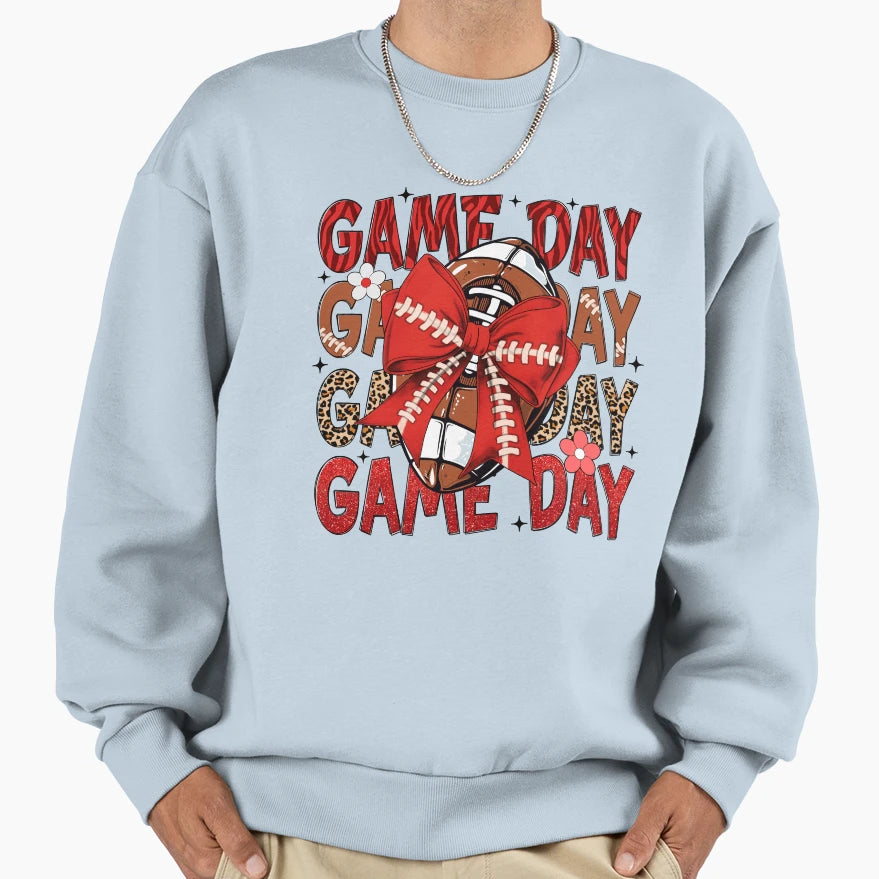 Game Day Football Bow Cheerleader Sweatshirt - Trendy Graphic Men Women - T-Shirt, Sweatshirt, Hoodie