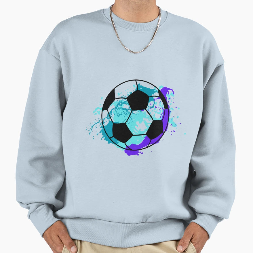 Football Turquoise Splash Ball Sweatshirt - Minimalist Print Men Women - T-Shirt, Sweatshirt, Hoodie