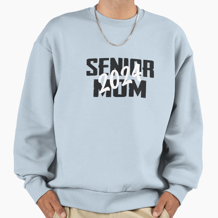 Senior Mom 2024 College Sweatshirt - Aesthetic Graphic for Adults - T-Shirt, Sweatshirt, Hoodie
