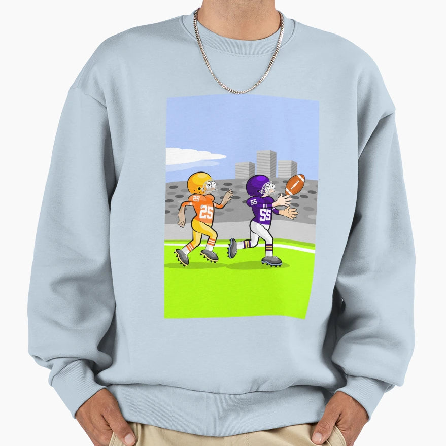 American Football Players Running Sweatshirt - Aesthetic Graphic for Adults - T-Shirt, Sweatshirt, Hoodie