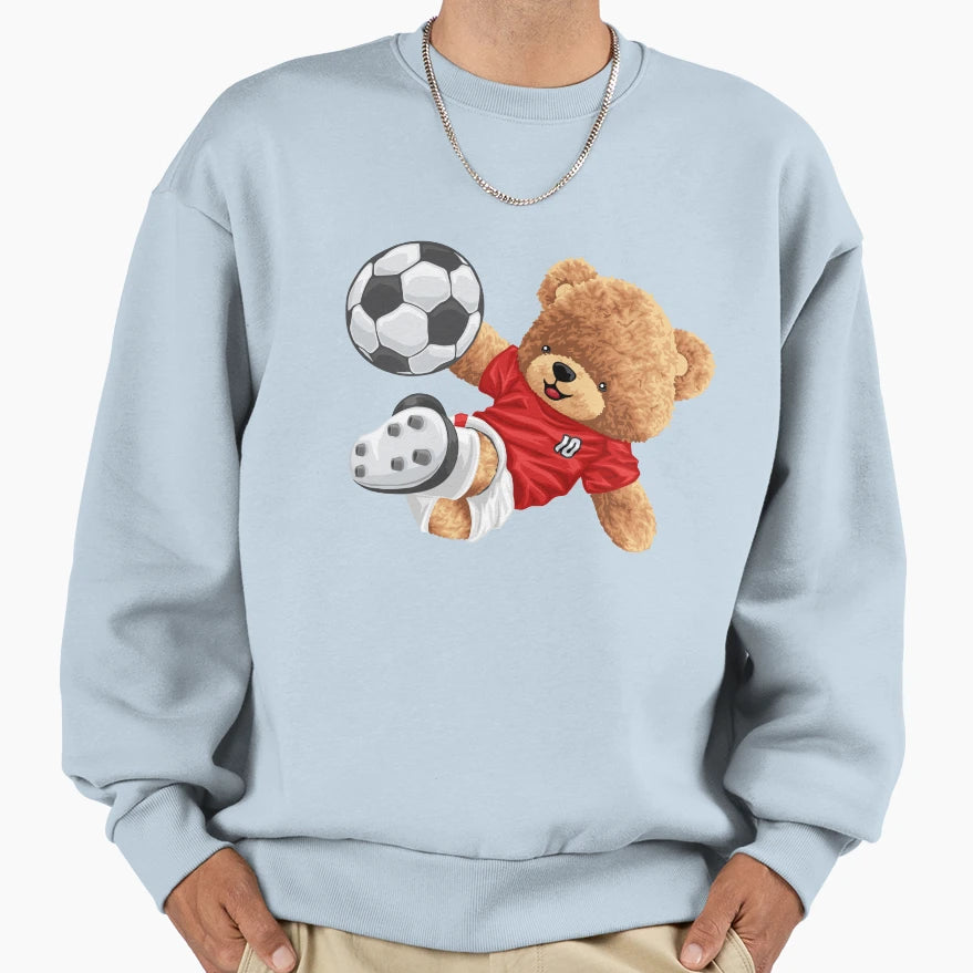 Teddy Bear Playing Soccer Sweatshirt - Novelty Apparel Men Women - T-Shirt, Sweatshirt, Hoodie