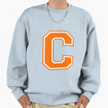 Varsity Letter C Orange Monogram Sweatshirt - Trendy Graphic for Adults - T-Shirt, Sweatshirt, Hoodie