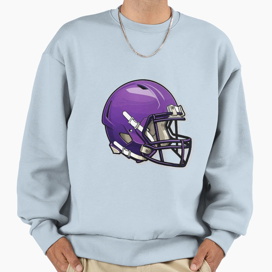 Purple Football Helmet Sweatshirt - Casual Everyday Wear for Adults - T-Shirt, Sweatshirt, Hoodie