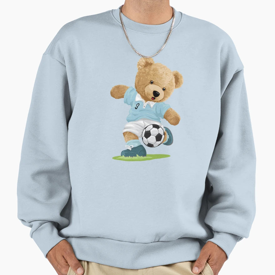 Teddy Bear Playing Soccer Sweatshirt - Novelty Apparel for Adults - T-Shirt, Sweatshirt, Hoodie