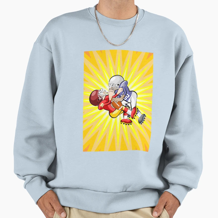Two Football Players Facing Ball Sweatshirt - Fun Novelty Design Men Women - T-Shirt, Sweatshirt, Hoodie
