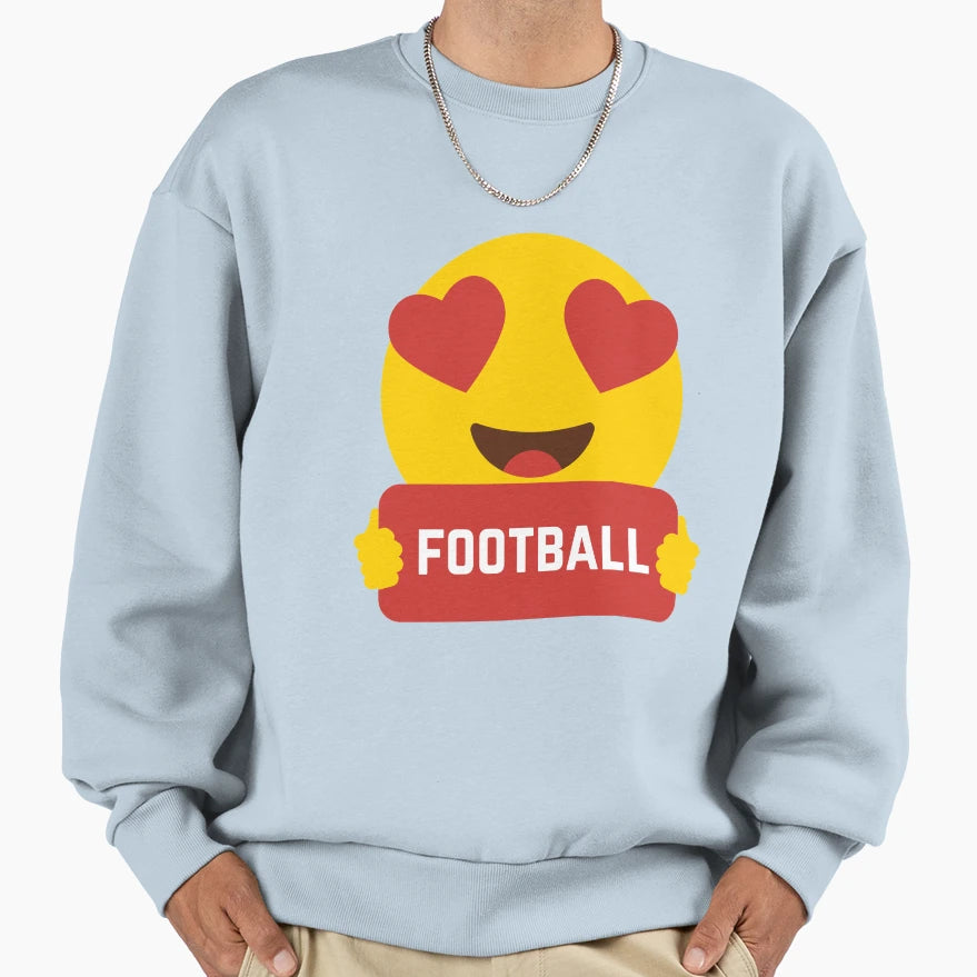 I Love Football Heart Eye Emoji T-Shirt - Graphic Print for Adults - T-Shirt, Sweatshirt, Hoodie