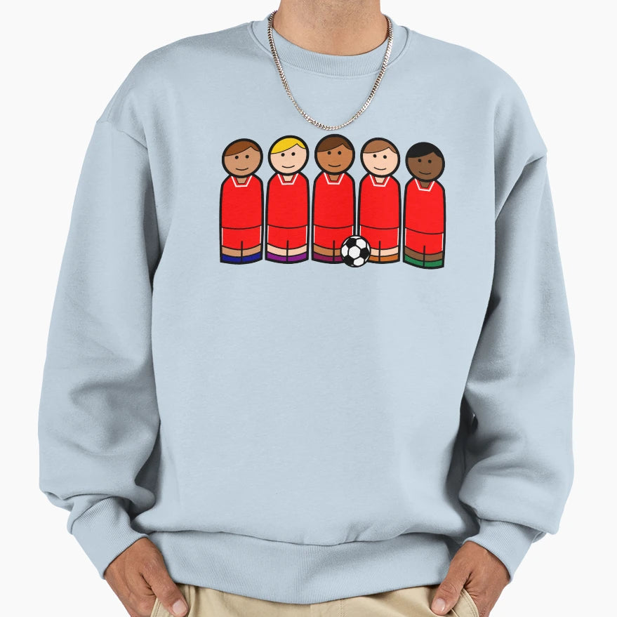 Soccer Football Wooden Peg Dolls Sweatshirt - Fun Novelty Design for Adults - T-Shirt, Sweatshirt, Hoodie