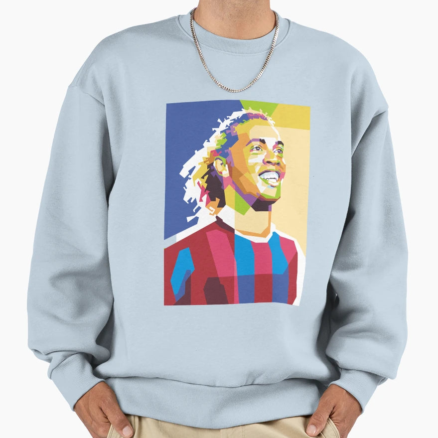 Ronaldinho Pop Art Portrait Sweatshirt - Aesthetic Graphic for Adults - T-Shirt, Sweatshirt, Hoodie